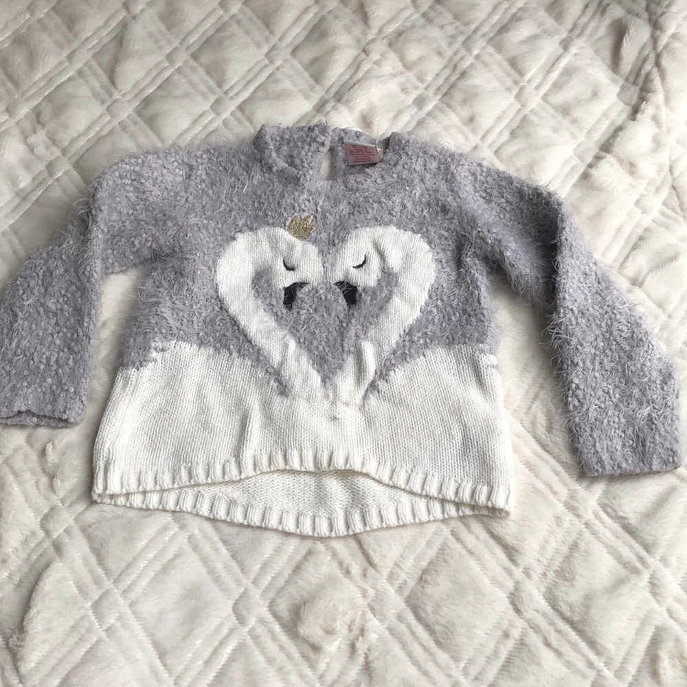 2t swan tj maxx sweater gray white top toddler